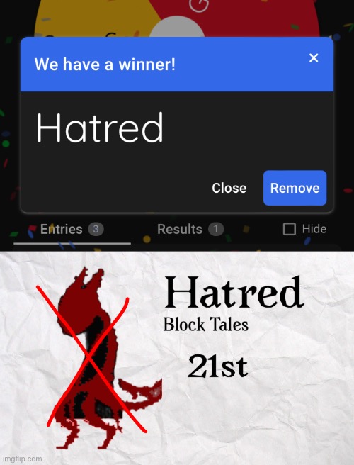 not a lot of people voted so I just spun a wheel with the 3 characters who got votes on it | made w/ Imgflip meme maker