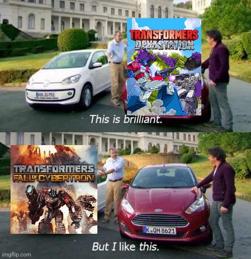 Two great Transformers Games | image tagged in two car choice | made w/ Imgflip meme maker