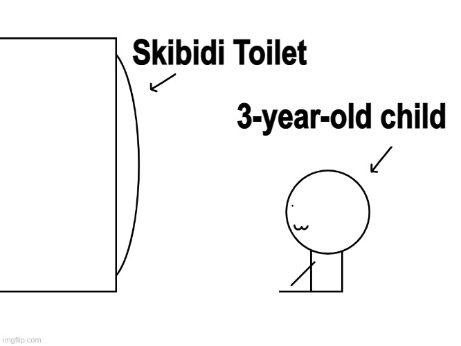 Obligatory/occasional "SkIbIdI ToIlEt BaD" meme | Skibidi Toilet; 3-year-old child | image tagged in innocent being looking at unpleasant stuff,skibidi toilet,gen alpha,brainrot,unfunny,annoying | made w/ Imgflip meme maker