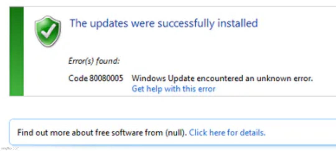 Successful Windows Update?! Yeah right | image tagged in windows update | made w/ Imgflip meme maker