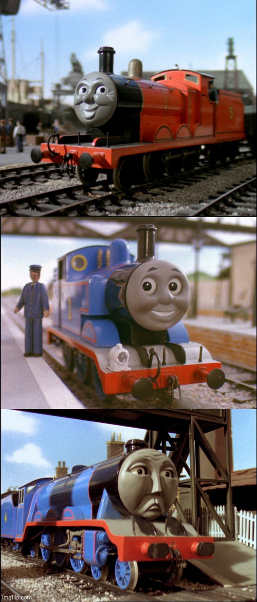 Another lore drop about James: he owns several of the props from Thomas and Friends, those being James, Thomas, and Gordon | made w/ Imgflip meme maker