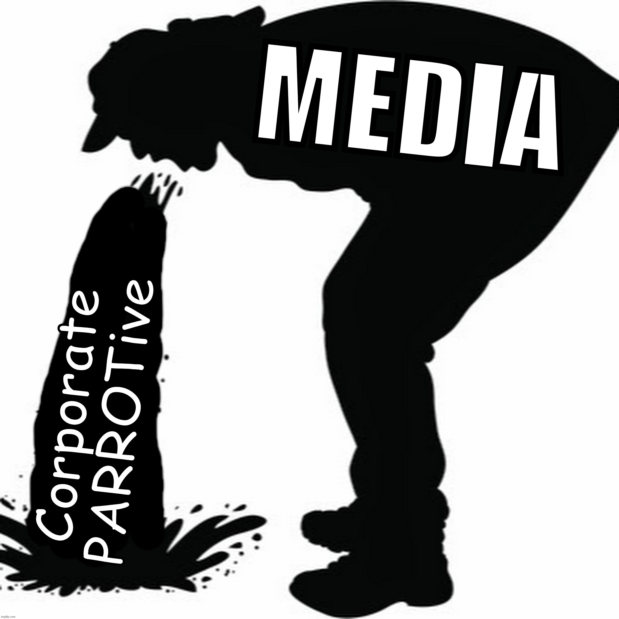 MEDIA SPEWAGE ... | MEDIA; CORPORATE PARROTIVE | image tagged in media,corporate,lies,parrotive,spewage,sewage | made w/ Imgflip meme maker