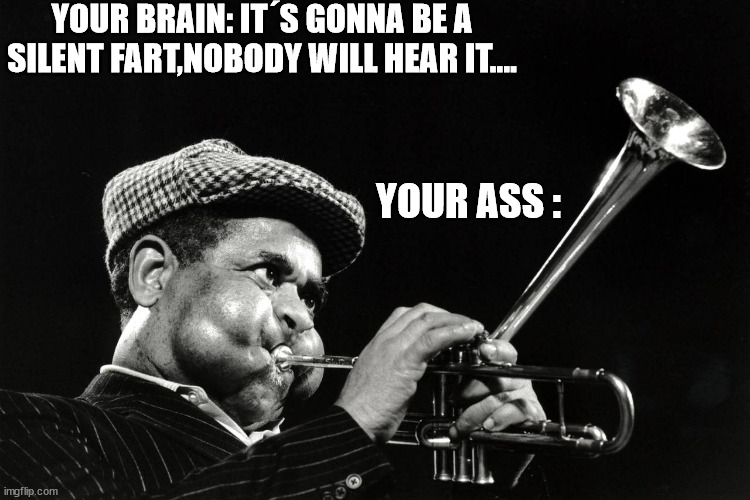 Silent fart | YOUR BRAIN: IT´S GONNA BE A SILENT FART,NOBODY WILL HEAR IT.... YOUR ASS : | image tagged in fart,farts,silence,ass,brain | made w/ Imgflip meme maker