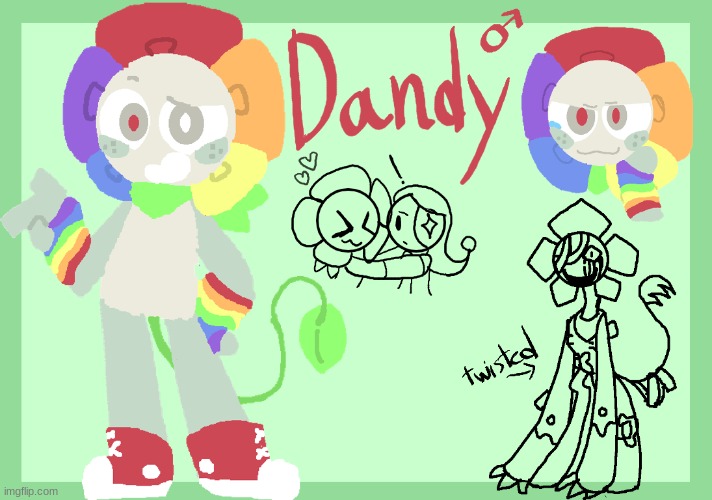 Dandy Redesign (he's coming for ur tapes) | image tagged in dandy's world,art,redesign,dandy,flower | made w/ Imgflip meme maker