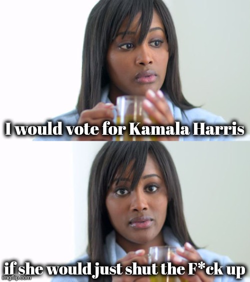 I need her promise to never speak again | I would vote for Kamala Harris; if she would just shut the F*ck up | image tagged in campaign promises,endless ads,lying to the people,stfu,drubbed into submission,the plan all along | made w/ Imgflip meme maker