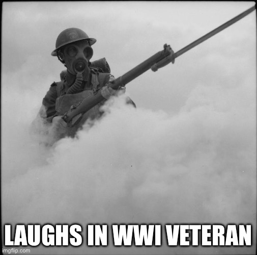 WWI George | LAUGHS IN WWI VETERAN | image tagged in wwi george | made w/ Imgflip meme maker