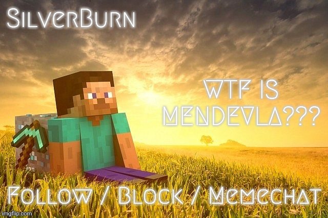 WTF IS MENDEVLA??? | image tagged in silverburn's beautiful announcement template,minecraft,mc,steve,minecraft live,minecraft in real life | made w/ Imgflip meme maker