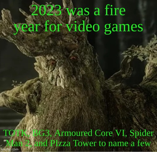 Hecate | 2023 was a fire year for video games; TOTK, BG3, Armoured Core VI, Spider Man 2, and PIzza Tower to name a few | image tagged in hecate | made w/ Imgflip meme maker