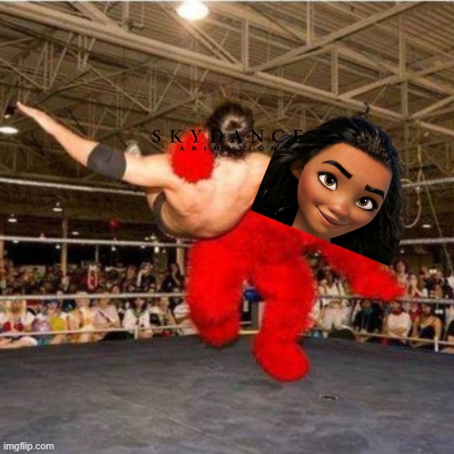 spellbound is gonna fail while moana 2 will succeed #don'tseespellbound | image tagged in elmo wrestling,memes,disney,prediction | made w/ Imgflip meme maker