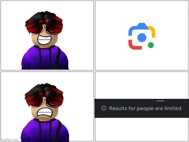 I detected snowflake behavior in Google Lens because I tested it on William (made him on Roblox) and shows me this! | image tagged in memes,william,roblox,google lens,snowflake,results for people are limited | made w/ Imgflip meme maker