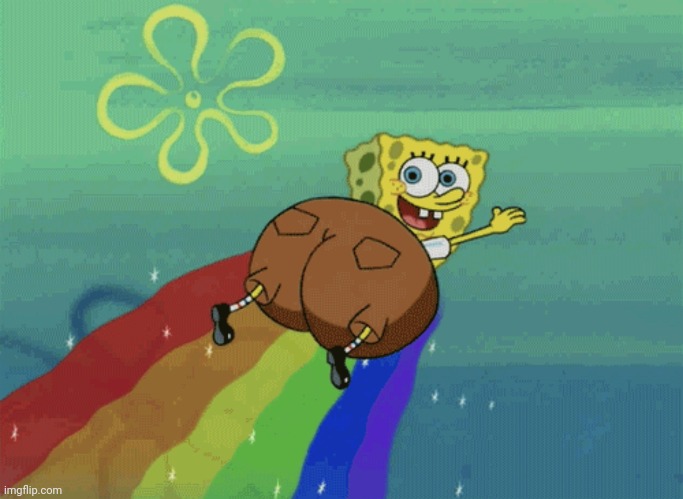 SpongeBob Fat Butt Rainbow | image tagged in spongebob fat butt rainbow | made w/ Imgflip meme maker