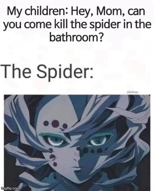 Kill the Spider! | image tagged in kill the spider,anime,children,mom,kill,spider | made w/ Imgflip meme maker