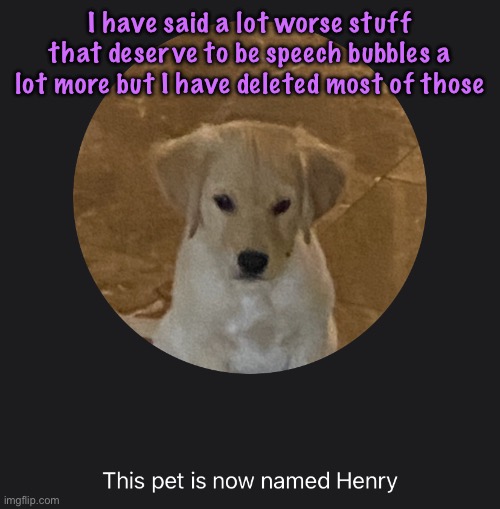 say hi to Henry | I have said a lot worse stuff that deserve to be speech bubbles a lot more but I have deleted most of those | image tagged in say hi to henry | made w/ Imgflip meme maker