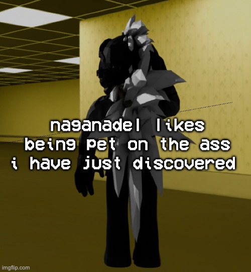 interesting choice of reaction,  game freak | naganadel likes being pet on the ass i have just discovered | image tagged in backroom template | made w/ Imgflip meme maker