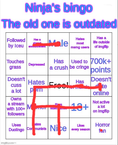 Ninja's bingo | image tagged in ninja's bingo | made w/ Imgflip meme maker