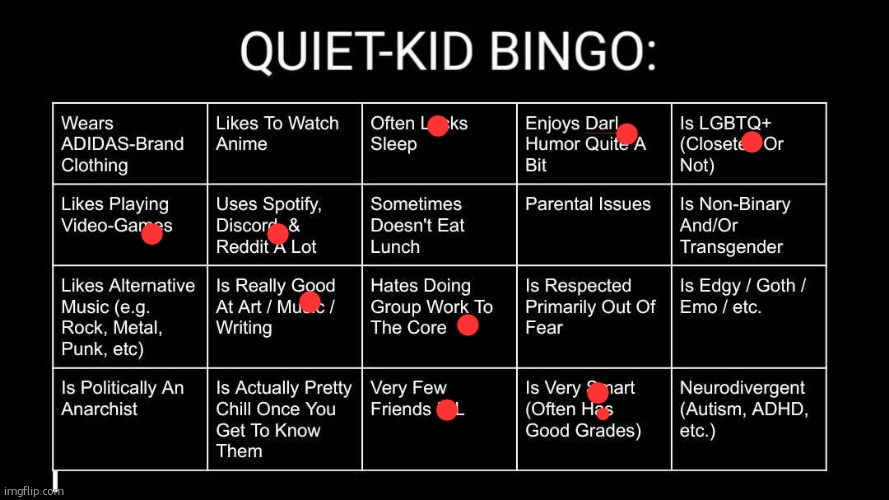 bingo | image tagged in quiet kid bingo | made w/ Imgflip meme maker