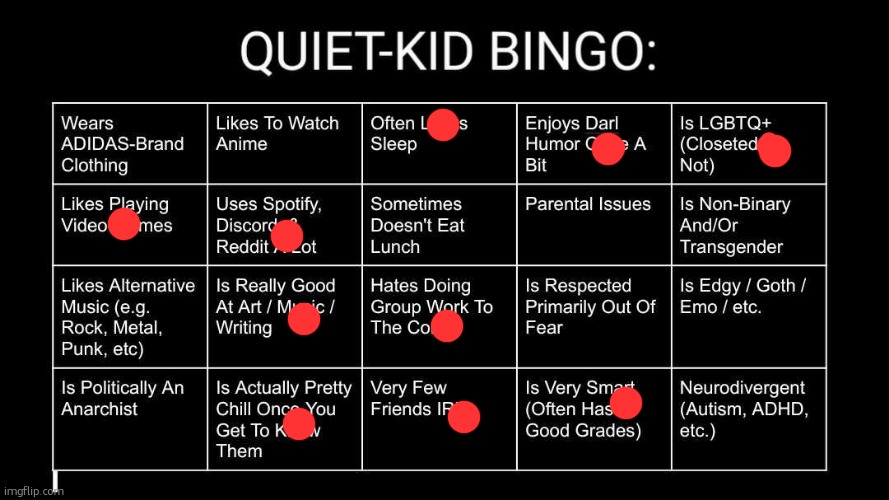 lè bìňgø | image tagged in quiet kid bingo | made w/ Imgflip meme maker