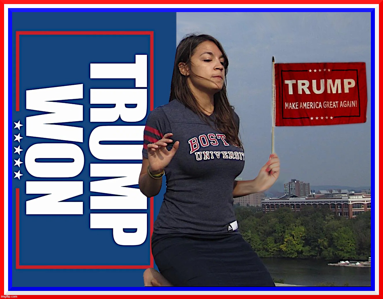 TRUMP WON | TRUMP WON; TRUMP MAKE AMERICA GREAT AGAIN | image tagged in trump,won,aoc,maga,stan,vote | made w/ Imgflip meme maker