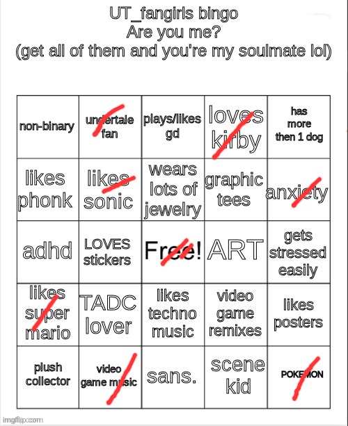 UT_fangirls bingo | image tagged in ut_fangirls bingo | made w/ Imgflip meme maker