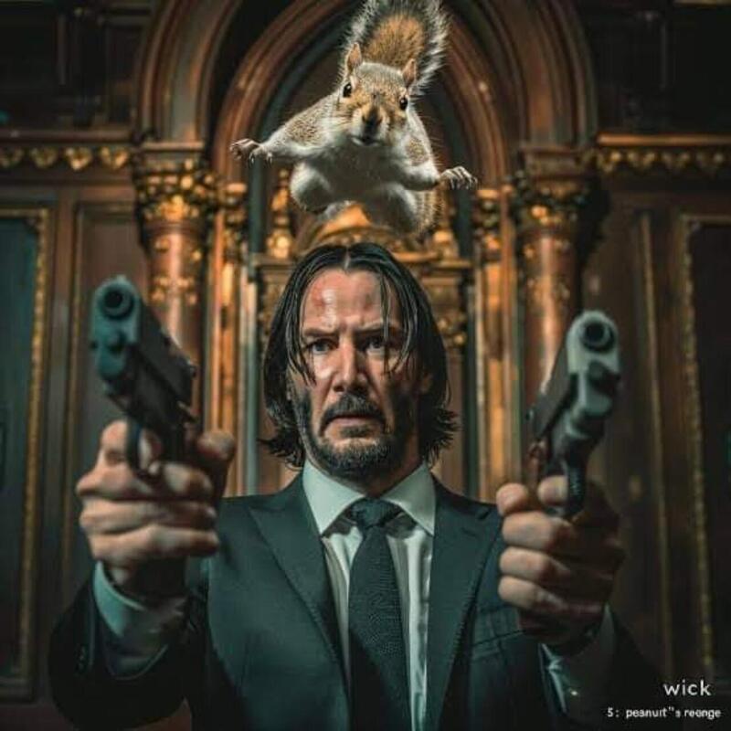 John Wick with Peanut the squirrel Blank Meme Template