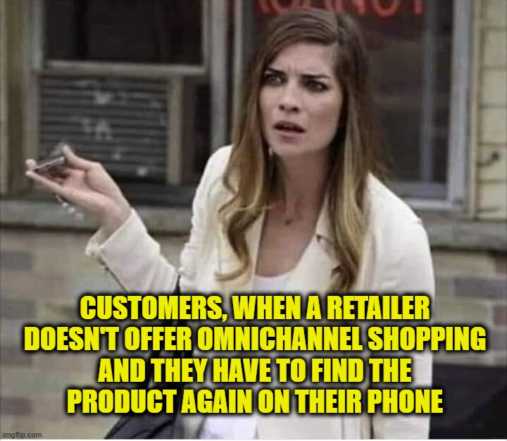 Alexis Rose Schitt's Creek Confused | CUSTOMERS, WHEN A RETAILER
DOESN'T OFFER OMNICHANNEL SHOPPING
AND THEY HAVE TO FIND THE
PRODUCT AGAIN ON THEIR PHONE | image tagged in alexis rose schitt's creek confused | made w/ Imgflip meme maker