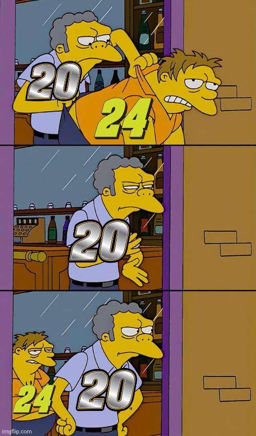 Martinsville race in a nutshell | image tagged in moe throws barney | made w/ Imgflip meme maker