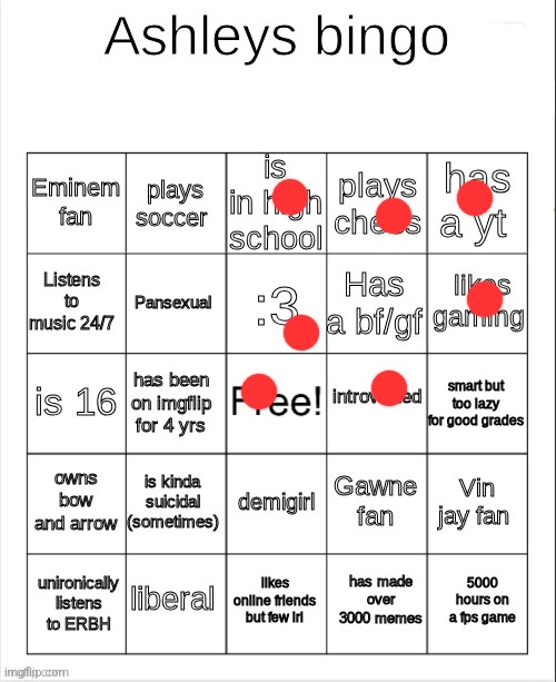 Ashley's bingo | image tagged in ashley's bingo | made w/ Imgflip meme maker