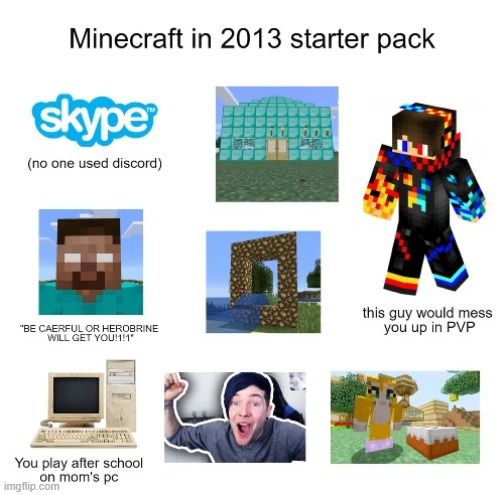 PopularMMO's and Rainimator are some honorable mentions | image tagged in starter pack,memes,gaming,minecraft | made w/ Imgflip meme maker