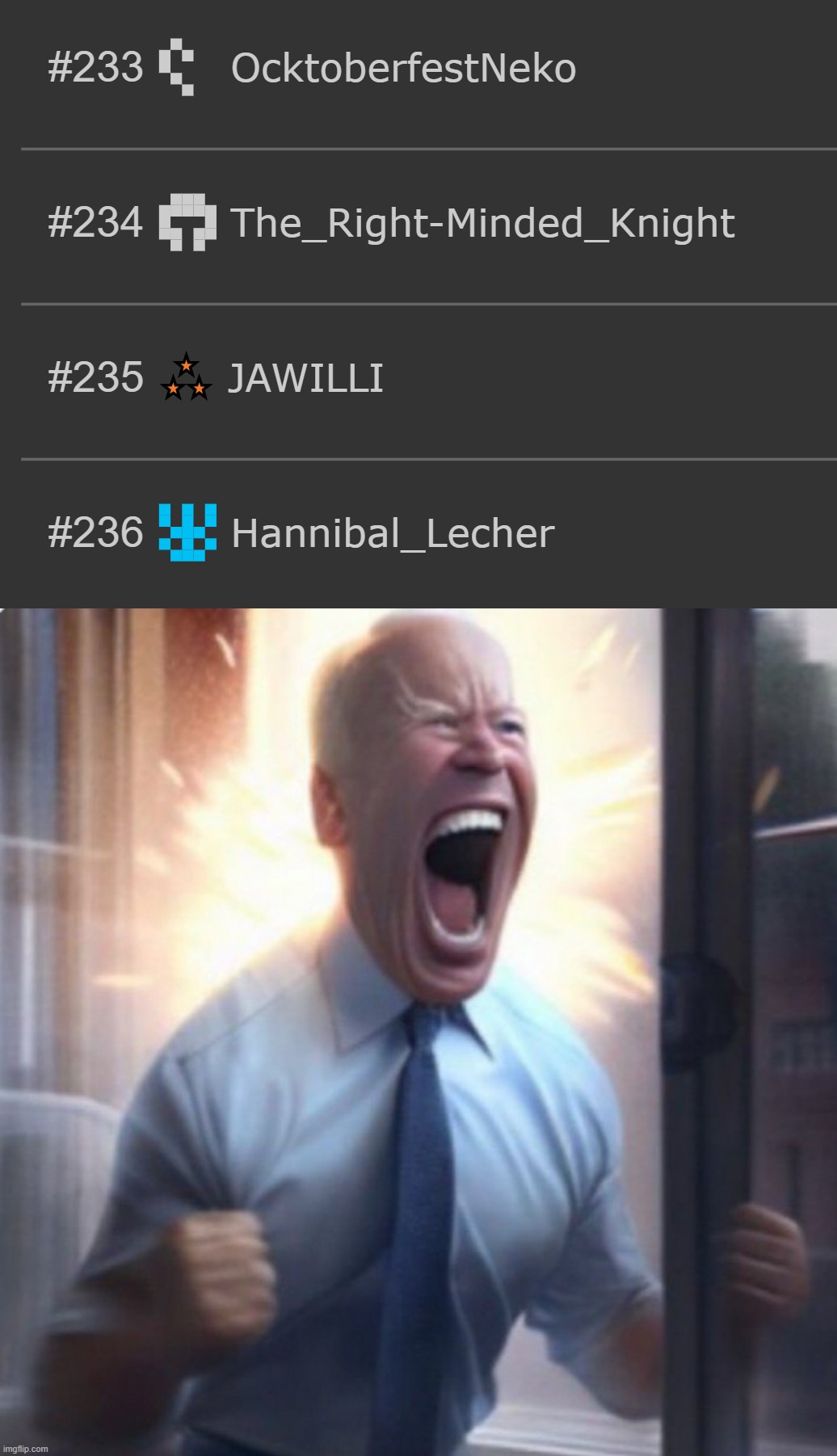 eat shit, Hannibal Lecher | image tagged in biden lets go | made w/ Imgflip meme maker