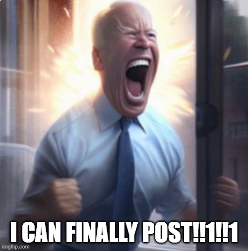 Biden Lets Go | I CAN FINALLY POST!!1!!1 | image tagged in biden lets go | made w/ Imgflip meme maker