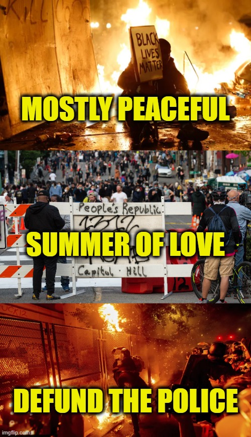 "1984" Memory hole: a small chute leading to a large incinerator | MOSTLY PEACEFUL; SUMMER OF LOVE; DEFUND THE POLICE | image tagged in never forget | made w/ Imgflip meme maker