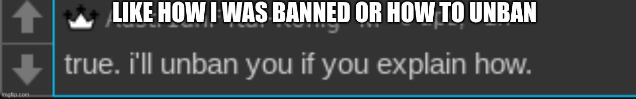 LIKE HOW I WAS BANNED OR HOW TO UNBAN | made w/ Imgflip meme maker