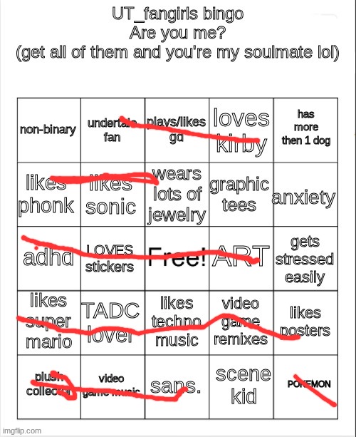 UT_fangirls bingo | image tagged in ut_fangirls bingo | made w/ Imgflip meme maker