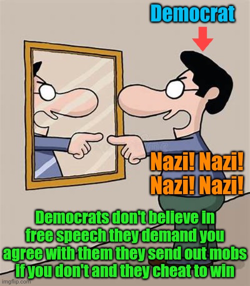 Whatever you say bud | Democrat; Nazi! Nazi! Nazi! Nazi! Democrats don't believe in free speech they demand you agree with them they send out mobs if you don't and they cheat to win | image tagged in trump,maga,first amendment,kamala harris,election | made w/ Imgflip meme maker