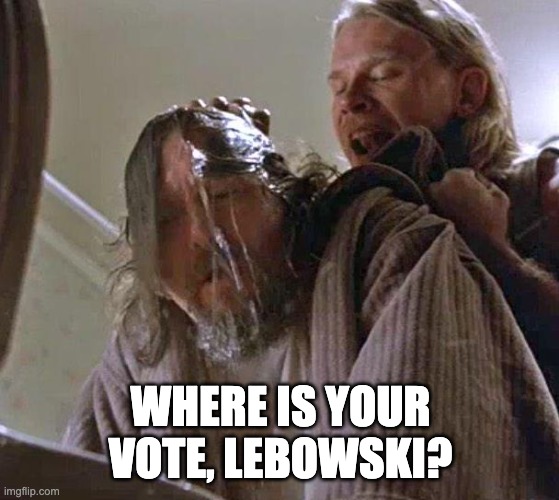 vote or else | WHERE IS YOUR VOTE, LEBOWSKI? | image tagged in where is the money lebowski | made w/ Imgflip meme maker