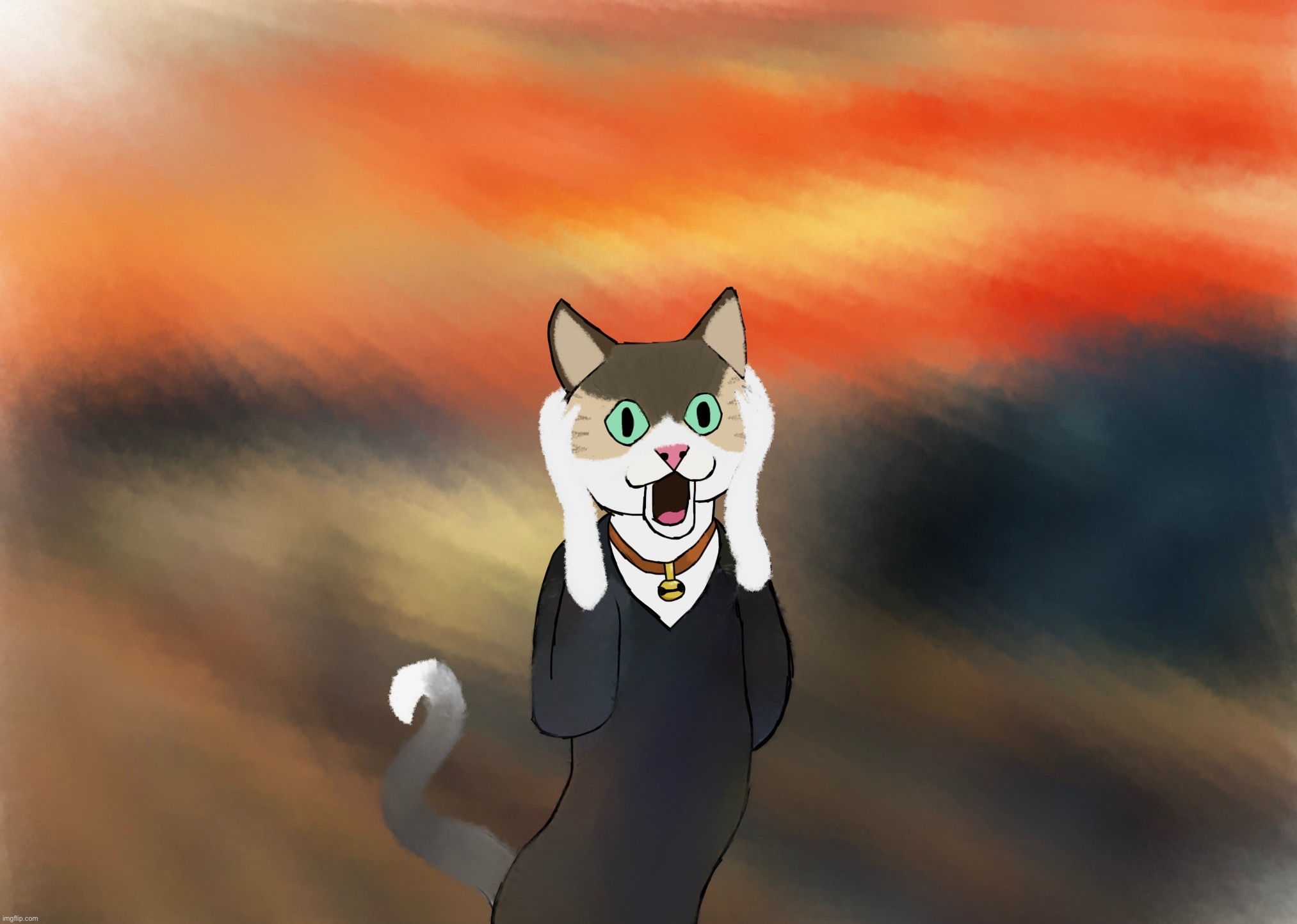 Made my cat in that one painting pose for art class! | made w/ Imgflip meme maker