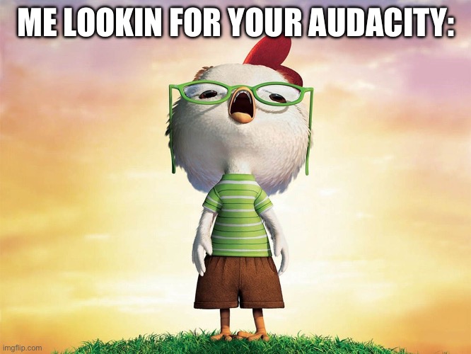 Chicken Little audacity meme | ME LOOKIN FOR YOUR AUDACITY: | image tagged in chicken,kids,movie,the lion the witch and the audacity of this bitch | made w/ Imgflip meme maker