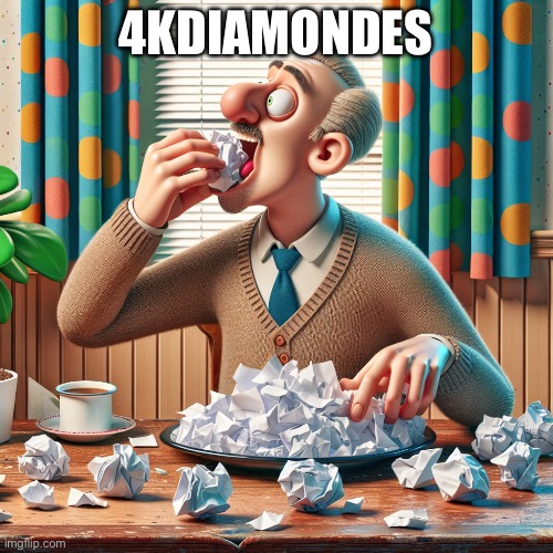 a man eating paper | 4KDIAMONDES | image tagged in a man eating paper | made w/ Imgflip meme maker