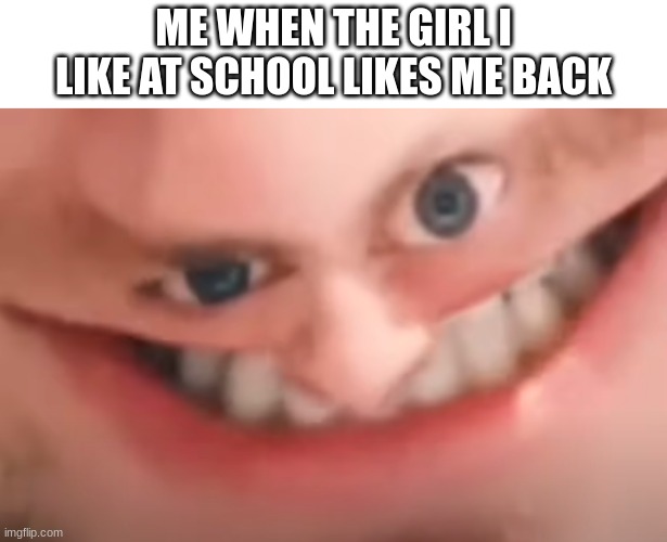 me when | ME WHEN THE GIRL I LIKE AT SCHOOL LIKES ME BACK | image tagged in school | made w/ Imgflip meme maker