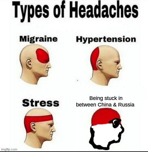 Types of Headaches meme | Being stuck in between China & Russia | image tagged in types of headaches meme | made w/ Imgflip meme maker