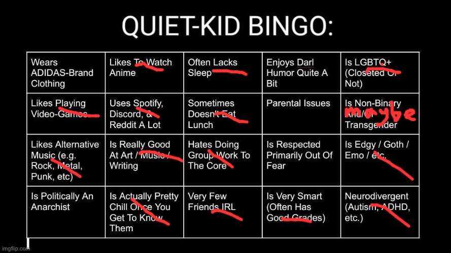 Hehehe | image tagged in quiet kid bingo | made w/ Imgflip meme maker