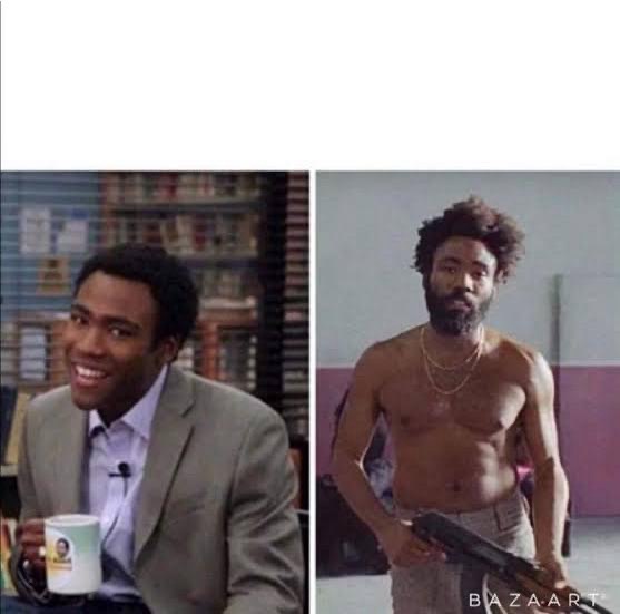 Donald Glover Before and After Blank Meme Template