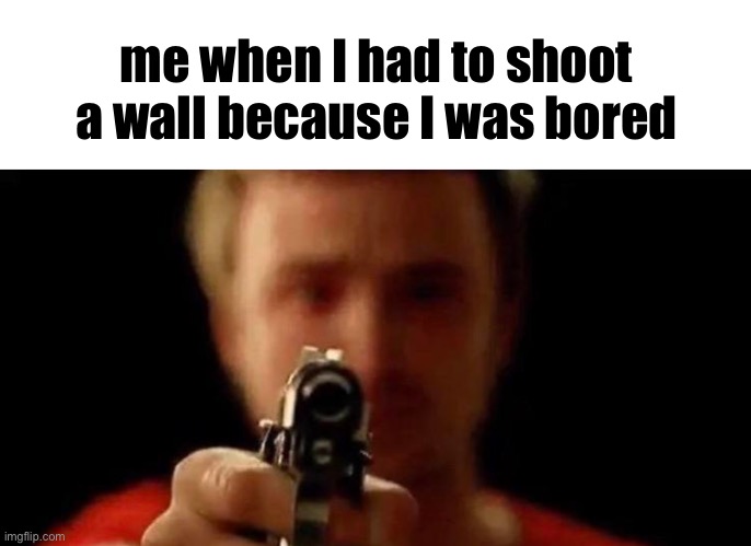 just posting this so Dea will lose her shit when she sees it | me when I had to shoot a wall because I was bored | image tagged in me when i have to because im bored | made w/ Imgflip meme maker