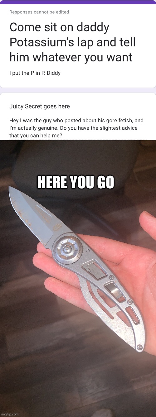 HERE YOU GO | made w/ Imgflip meme maker