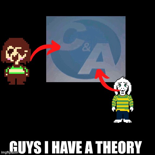 But hey that’s just a theory! A GAAAAAAAME THEORY! | GUYS I HAVE A THEORY | image tagged in chara,asriel,the amazing digital circus,undertale,game theory | made w/ Imgflip meme maker