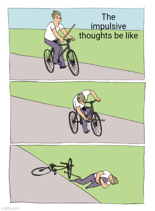 Bike Fall | The impulsive thoughts be like | image tagged in memes,bike fall | made w/ Imgflip meme maker