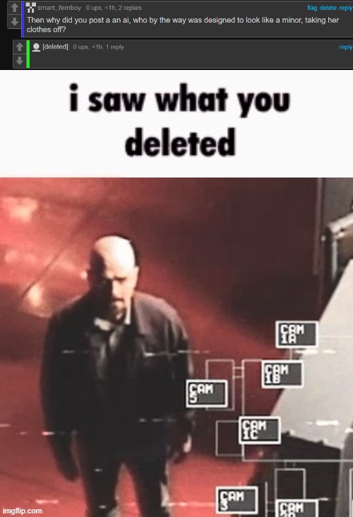 i saw what you deleted | image tagged in i saw what you deleted | made w/ Imgflip meme maker