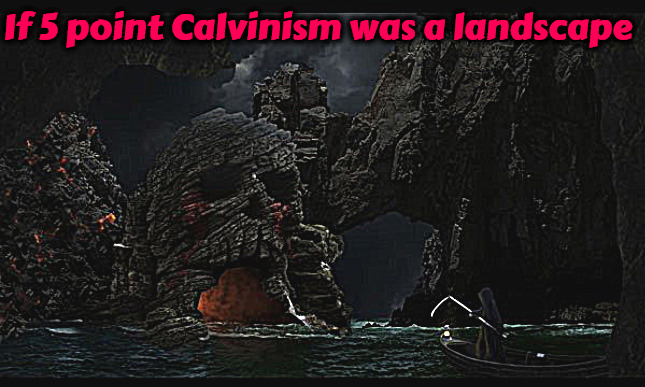 5 Point Landscape | If 5 point Calvinism was a landscape | image tagged in calvinism,arminian,molinism,death landscape,skulls,ghoulish dogma | made w/ Imgflip meme maker