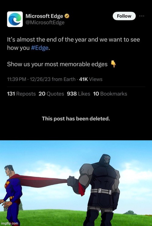 get the fuck back over here | image tagged in darkseid pulling superman cape | made w/ Imgflip meme maker