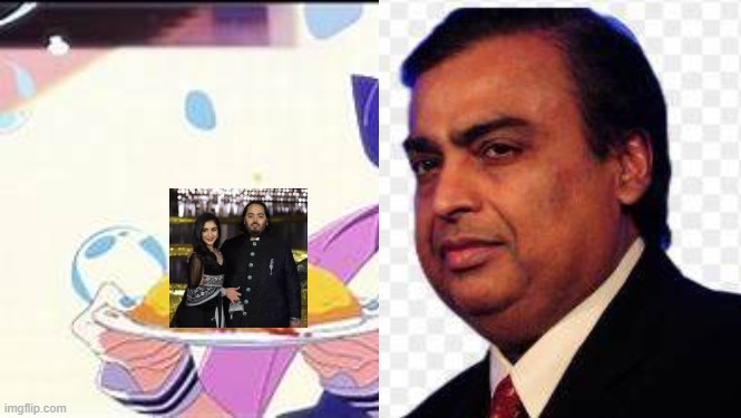 "Legally it may be their money but such ostentatious expenditure is a sin,... " - Thomas Isaac on Anant-Radhika wedding (NBC New | image tagged in minato aqua holding a plate,anant-radhika wedding,india,rich people,ambani's shittiest wedding | made w/ Imgflip meme maker